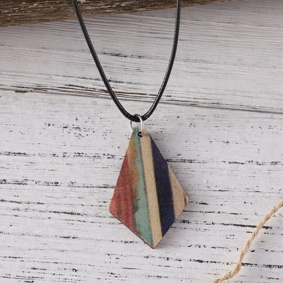 3pcs/set Vintage Bohemian Style Turquoise Stripe & Geometric Wood Double-sided - Picture 3 of 5